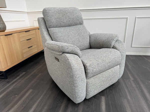 G Plan Kingsbury Power Recliner Armchair Light Grey Fabric RRP £242513