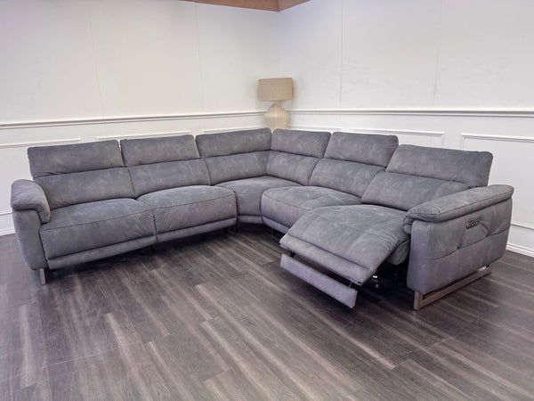 Furniture Village Moet Dark Grey Fabric Power Recliner Corner Sofa Headrests4