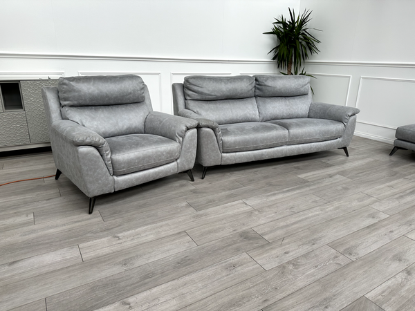 Furniture Village Contempo Grey 3 Seater Sofa Power Recliner Armchair RRP £3,7850