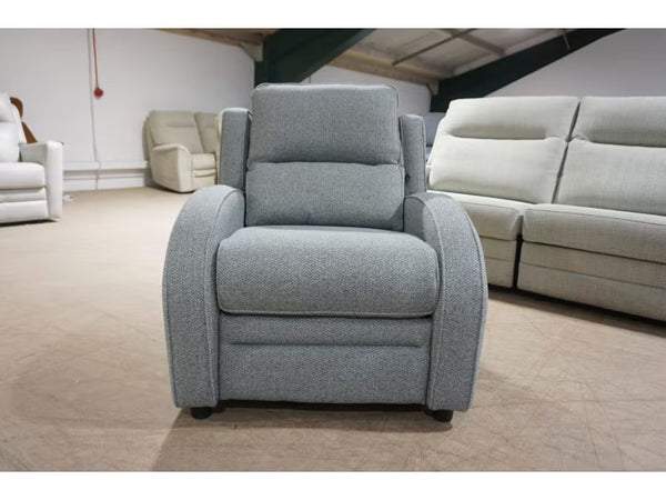 Parker Knoll Charleston blue mix herringbone fabric electric reclining arm chair2