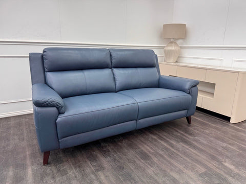 LA Z BOY Bella Static 3 Seater Sofa Navy Blue Leather0