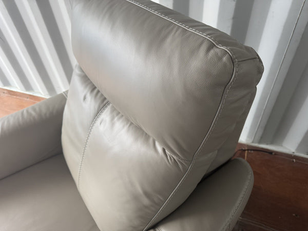 Furniture Village Petit Light Grey Leather Power Recliner Armchair 3