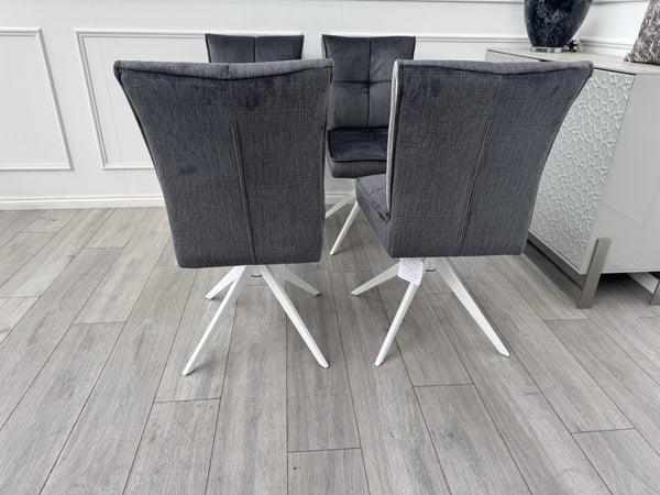 Furniture Village Glacier Set Of 4 Swivel Dining Chairs Dark Grey Fabric10