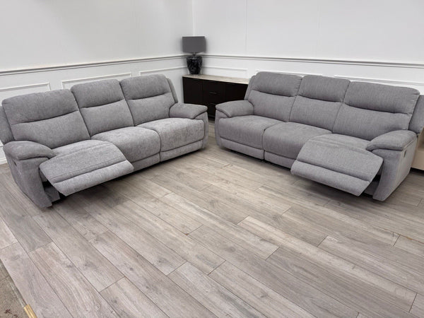 Furniture Village TOUCH 3+3 Seater Power Recliner Sofa Set Grey0