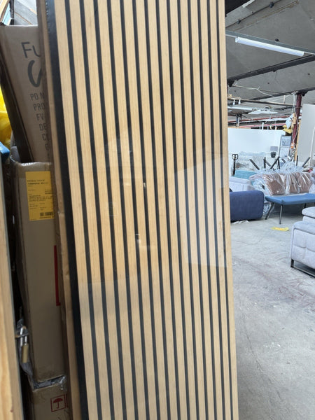 Acoustic Slat Wood Wall Panel Modern Interior Media Wall - White Oak 2.4m x 0.6m11