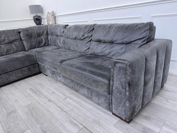 Sofology Maximo Large Corner Sofa Dark Grey Aniline Leather 3/CNR/316