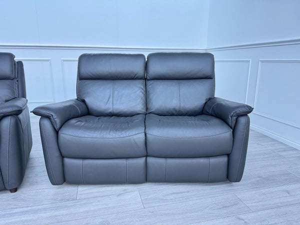 Furniture Village Charcoal Grey Static 3 + Power Recliner 2 Seater Sofa Set15
