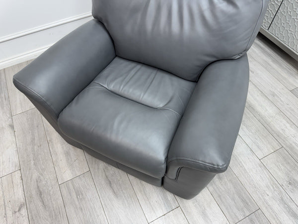 Parker Knoll Hudson 23 Grey Leather Armchair Power Recliner & Headrest & Lumbar13