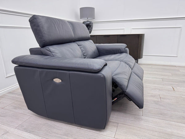 Nicoletti Davide 2 Seater Sofa Power Recliner Adjustable Headrests Navy Leather1