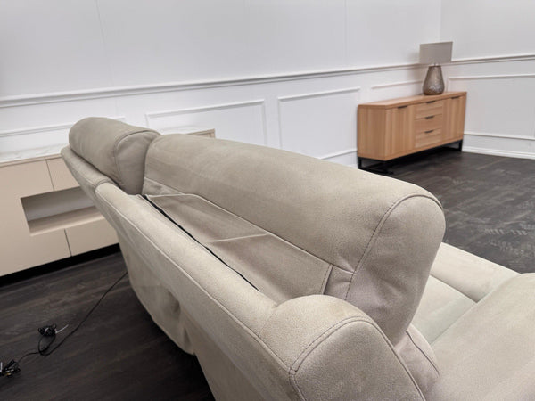 LA Z BOY Winchester Power Recliner 3 Seater Sofa In Beige Fabric Power Headrest18