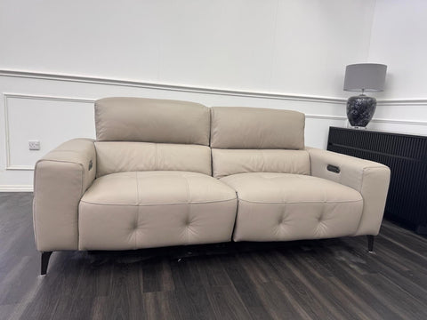 Furniture Village New York Power Recliner 3 Seater Sofa Pale Grey Leather0