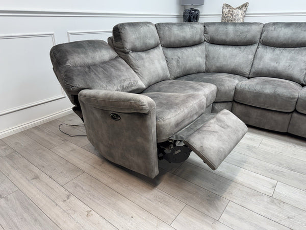 Furniture Village Lilly Corner Sofa In Grey Velvet Power Recliner8