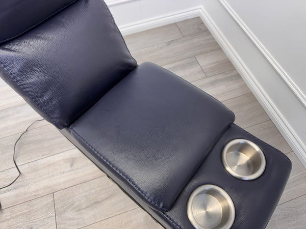 Sofology Radleigh Console Navy Leather Cup Holders Storage7