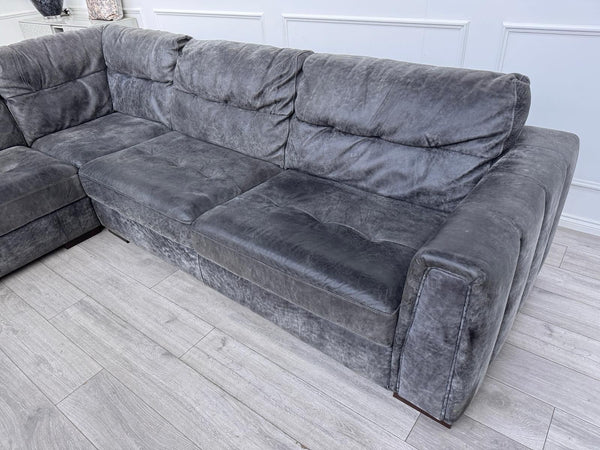 Sofology Maximo Large Corner Sofa Dark Grey Aniline Leather 3/CNR/39