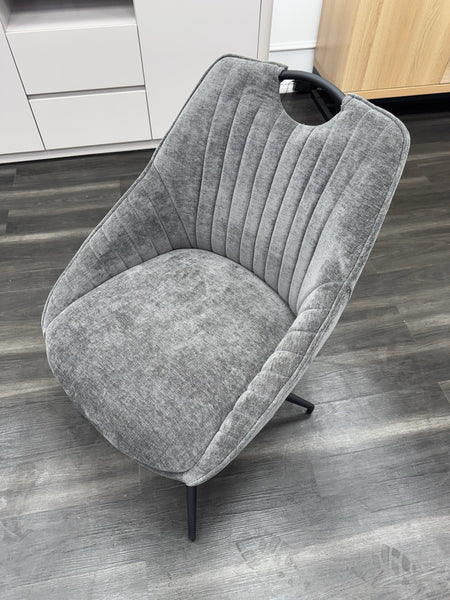 FV Jai Dark Grey Fabric Swivel Dining Chair With Handle (Pre-sale)3