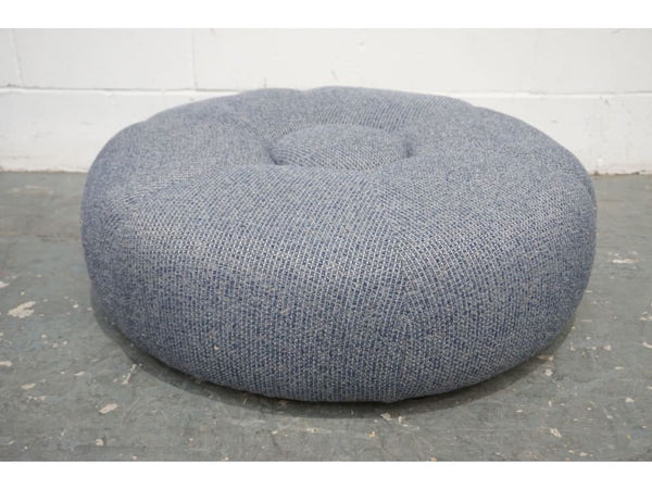 Duresta blue mix cross weave fabric large circular footstool1
