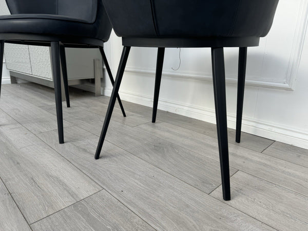 Furniture Village Hela Pair of 2 Navy Faux Leather Dining Chairs9