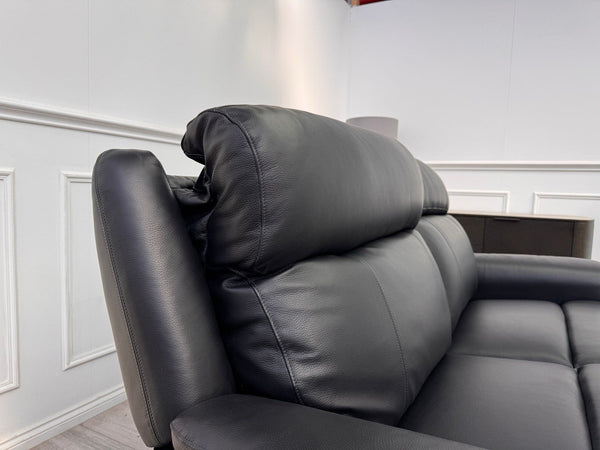 LA Z BOY PARIS Power Recliner 3 Seater Sofa In Black Leather Power Headrest10