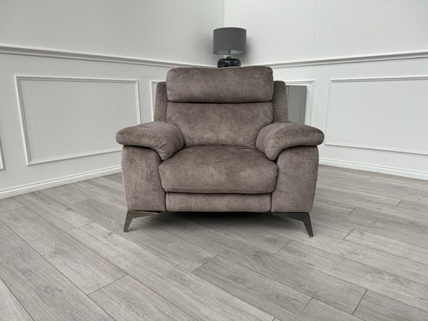 Furniture Village Missouri Power Recliner + Headrest Mink/Brown Fabric Armchair0