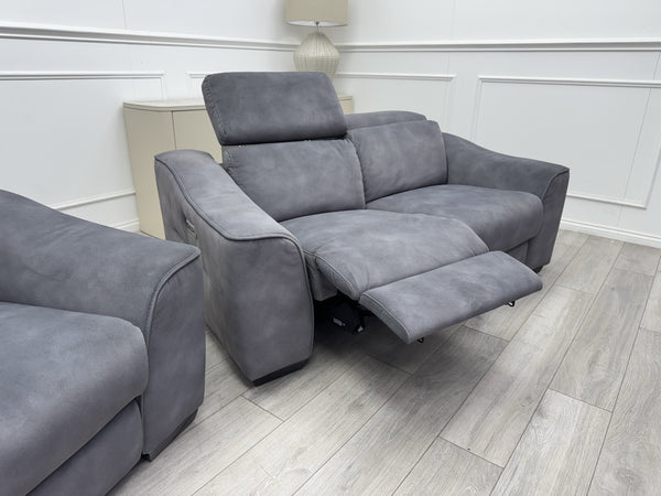 FV Xavier Grey Velvet 3+2 Seater Sofa Set Power Recliners & Headrests12