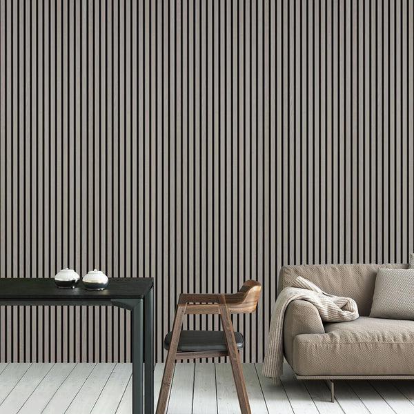 NEW Premium Acoustic Slat Real Wood Wall Panel - Ash Grey / 2.4m x 0.6m (1.44m2)6