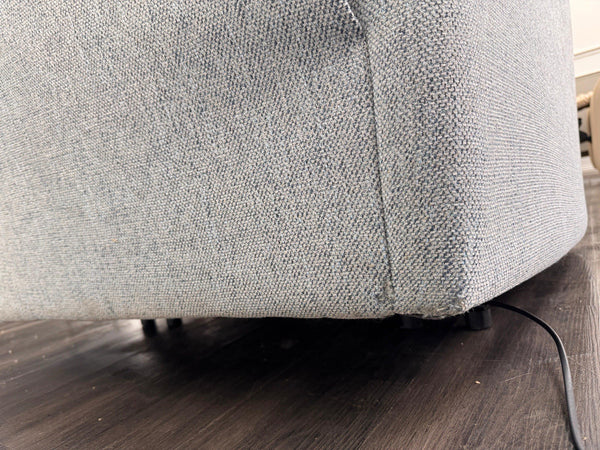 G Plan Kingsbury Power Recliner Armchair Woven Light Blue/ Grey RRP £242514