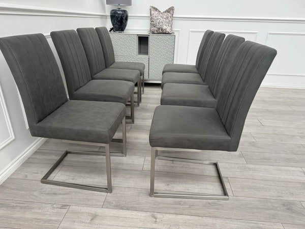 Furniture Village Grigio Set of 8 Grey Suede Dining Chairs2