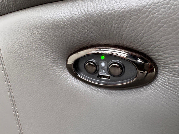 Furniture Village Rowen Grey Leather Armchair Power Recliner+Swivel+Rocking6