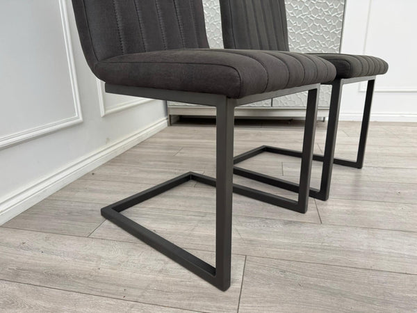 Furniture Village Grigio Pair of Charcoal Grey Suede Dining Chairs12