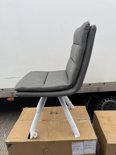 Furniture Village Njord Grey Leather Swivel Dining Chair5