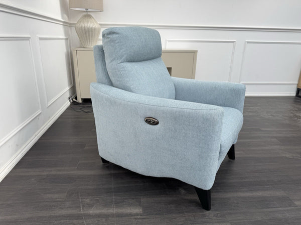 Furniture Village Petit Blue Herringbone Fabric Armchair Power Recliner14