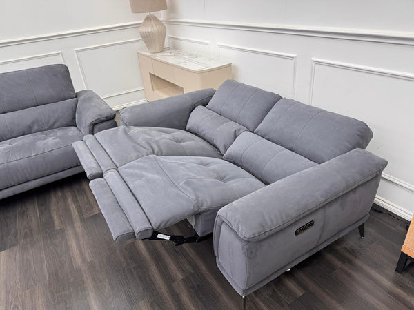 Furniture Village 3+2 Seater Sofa Set Power Recliner Dark Grey Suede2