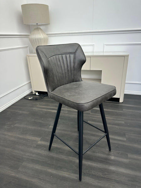 Furniture Village Aydin grey faux leather dining barstool 0