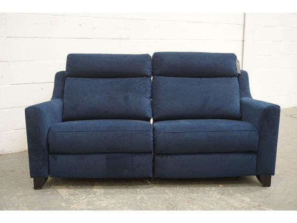 Parker Knoll Bodella navy blue velvet fabric electric reclining 3 seater sofa4