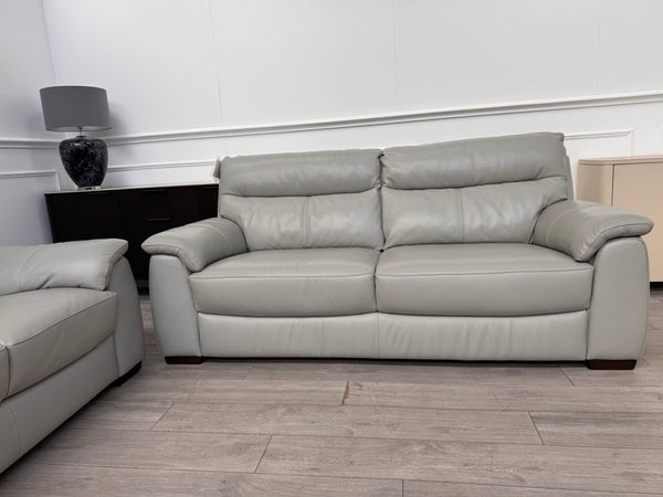 Furniture Village Grey Genuine Leather Sofa 3 & 3 Seater Sofa Set2