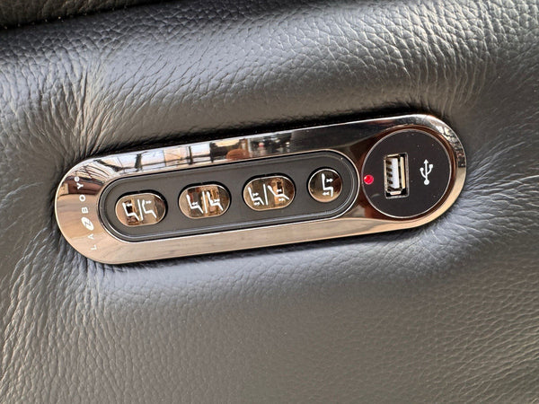 LA Z BOY PARIS Power Recliner 3 Seater Sofa In Black Leather Power Headrest8