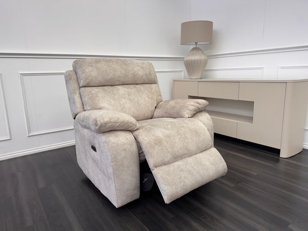 Furniture Village Moreno Cream Fabric Armchair Electric Power Recliner0