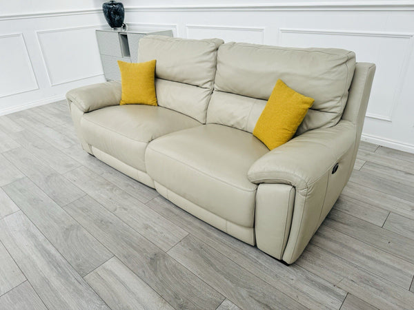 Furniture Village Feather Grey Leather Power Recliner 3 Seater Sofa20