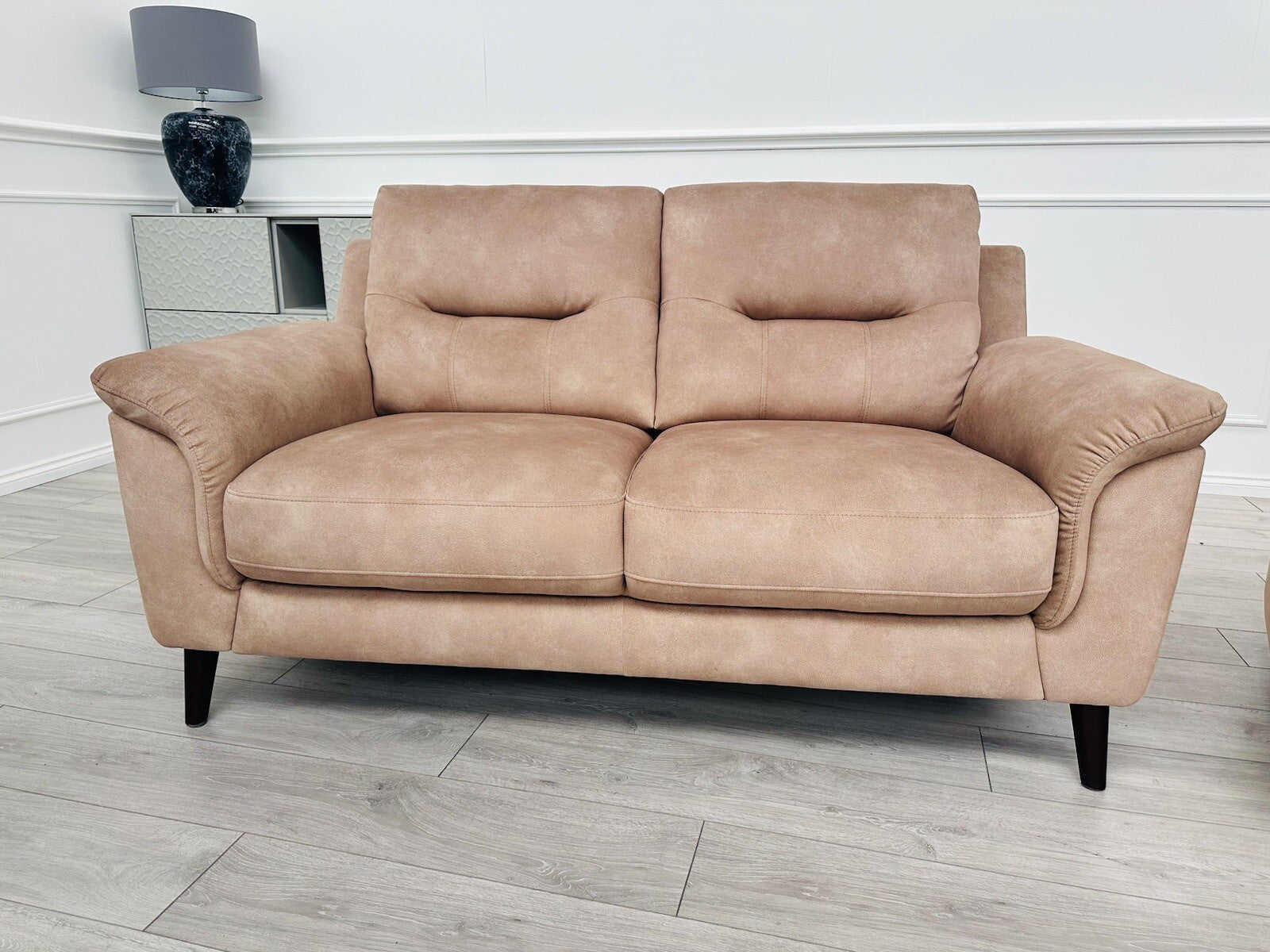 DFS Reynolds 2 Seater Sofa in Beige/Camel Soft Fabric0