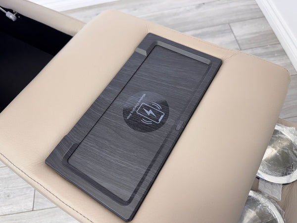 Sofology Plaza Console Stone Beige Leather Cup Holders Wireless Charging Socket7