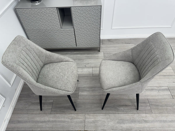 Furniture Village Crete Pair Of 2 Swivel Dining Chairs Grey Fabric9