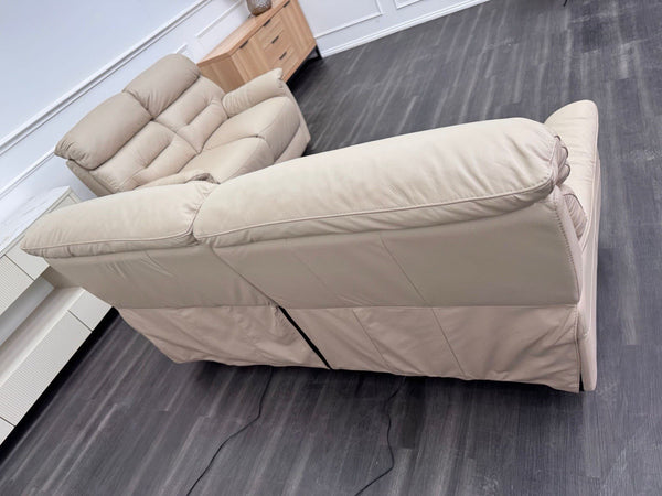 Furniture Village Chicago 3 & 2 Seater Sofa Set Power Recliner Pebble Leather15