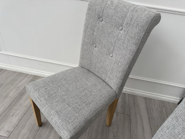 Furniture Village Augusta Grey Fabric Pair Of 2 Roll Back Dining Chairs9