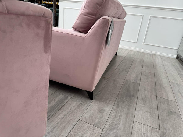 Furniture Village Lounge Co Romilly 3 Seater + Armchair Sofa Set Pink Velvet20