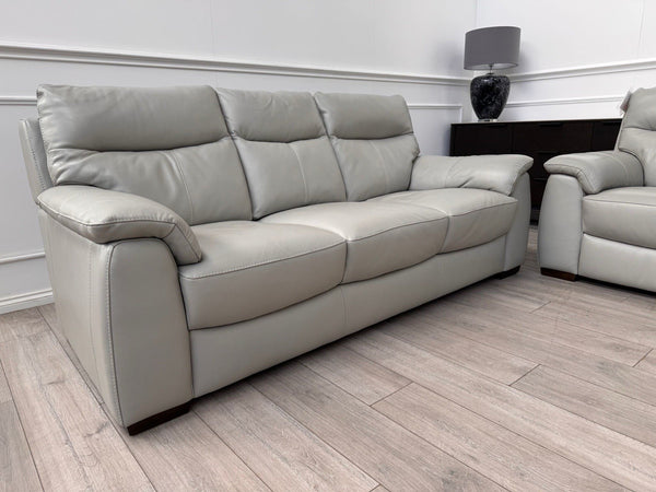 Furniture Village Grey Genuine Leather Sofa 3 & 3 Seater Sofa Set3