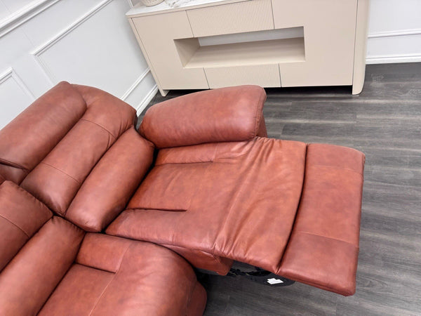 LA Z BOY Staten Power Recliner 3 Seater Sofa & 2x Static Chair Set Brown Leather23