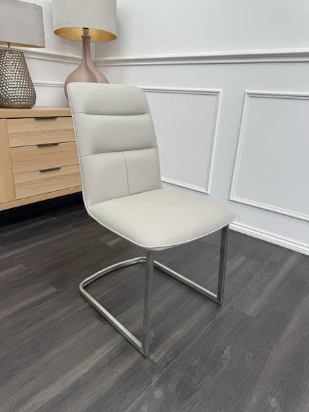 Furniture Village Cashmere taupe leather cantilever dining chair (Pre-sale)1