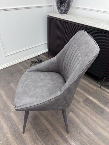 Furniture Village Crete Charcoal grey leather swivel dining chair (Pre-sale)9