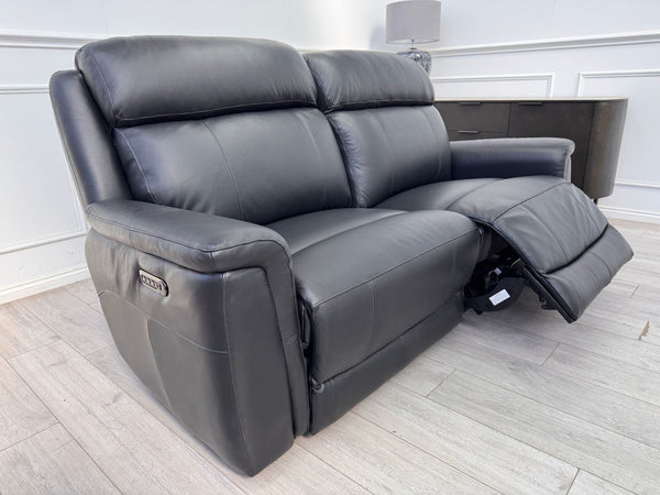 LA Z BOY PARIS Power Recliner 3 Seater Sofa In Black Leather Power Headrest3