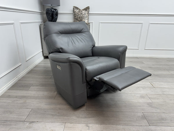 Parker Knoll Hudson 23 Grey Leather Armchair Power Recliner & Headrest & Lumbar4